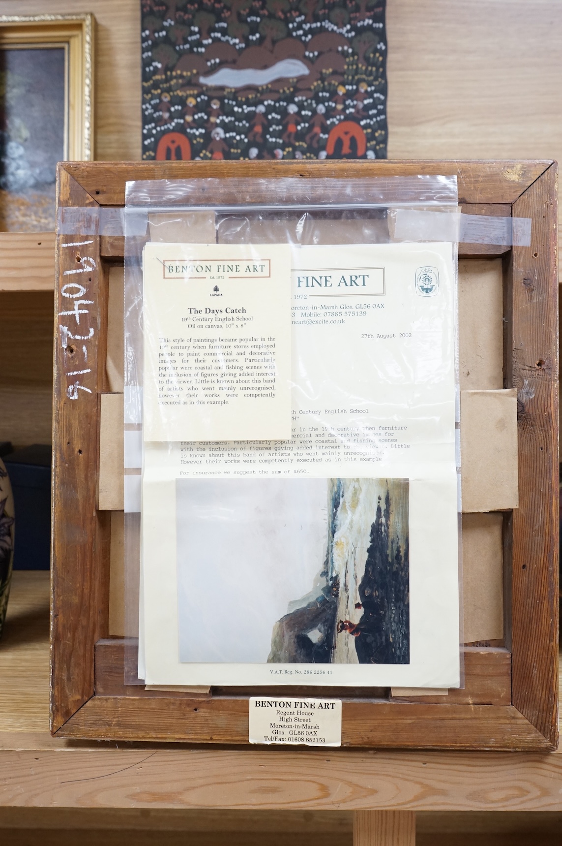 19th century, English School, 'The days catch', unsigned, oil on canvas, Denton Fine Art paperwork label verso, 24 x 19cm, ornate gilt frame
